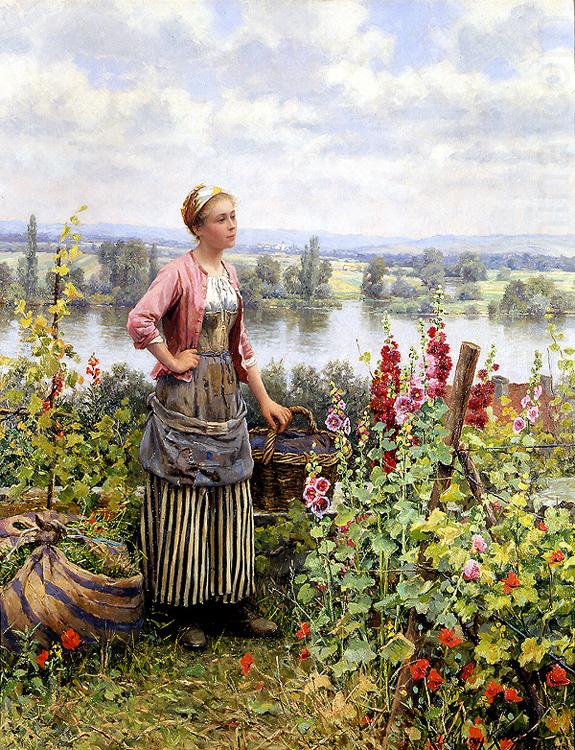 Maria on the Terrace with a Bundle of Grass, Daniel Ridgeway Knight